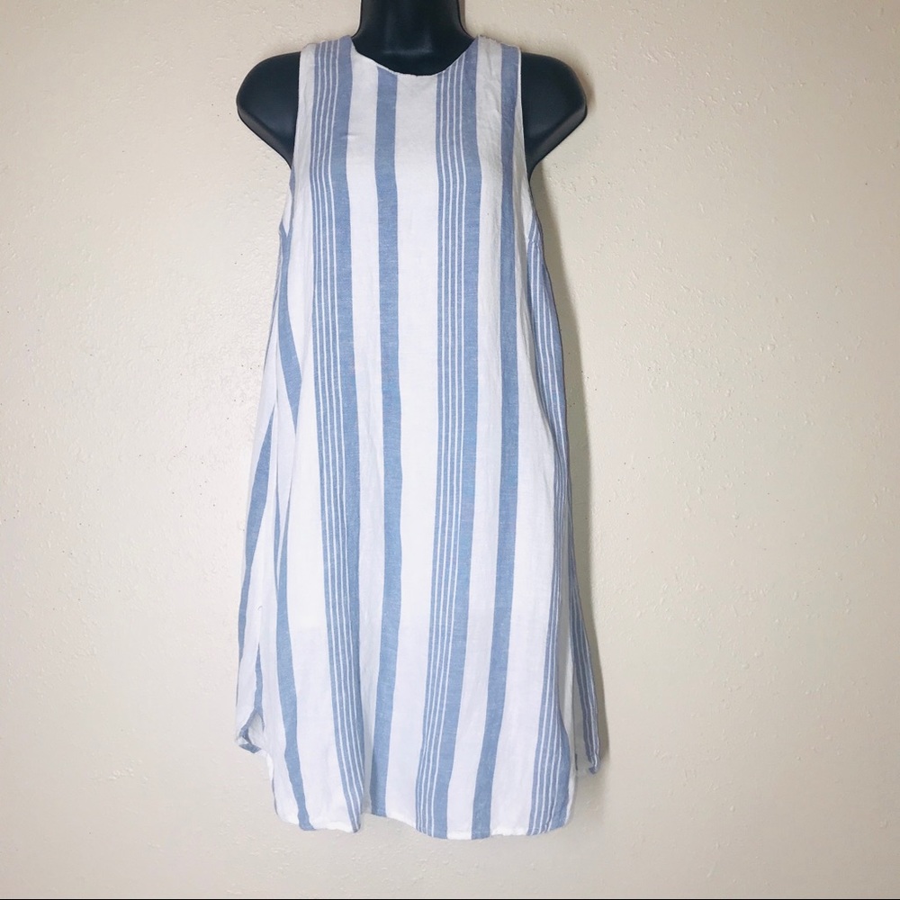 Blue and white linen tank dress Harper small